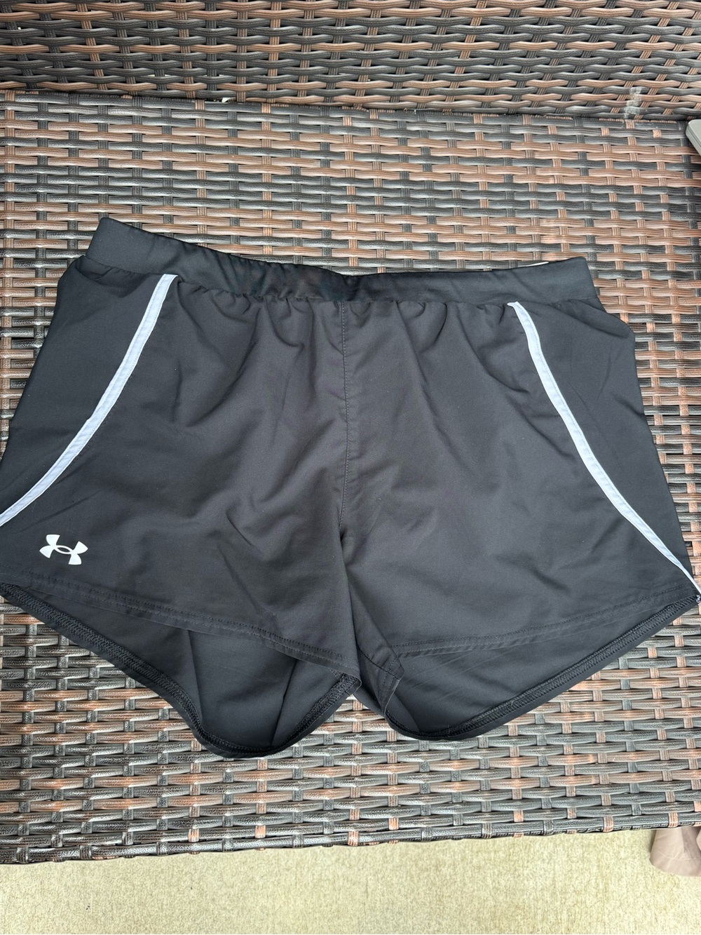 Women’s Under Armour Black Athletic Shorts with Silver Trim